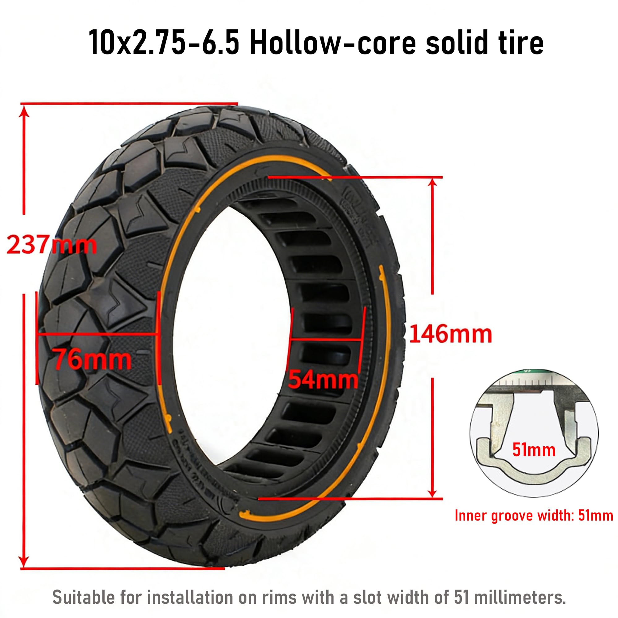10x2,75-6,5 Gomme Piene Tubeless per Monopattino Elettrico Ruota, 10 Pollici Pneumatico Pieno, Pneumatici in Gomma Piena, Ruote di Ricambio per Hitway H5/HB24/Hiboy Max3/Speedway 5 (2 Pezzi)