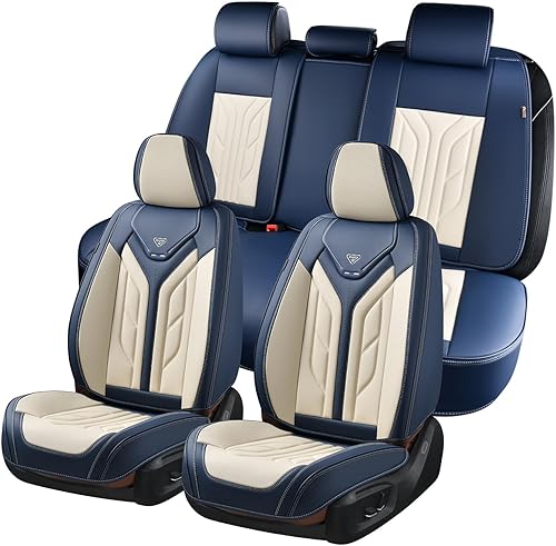 Vista 192 de Coverado Juego completo de fundas para asiento delantero y trasero para automóvil, cuero, impermeables, acojinadas, protectoras, ajuste universal