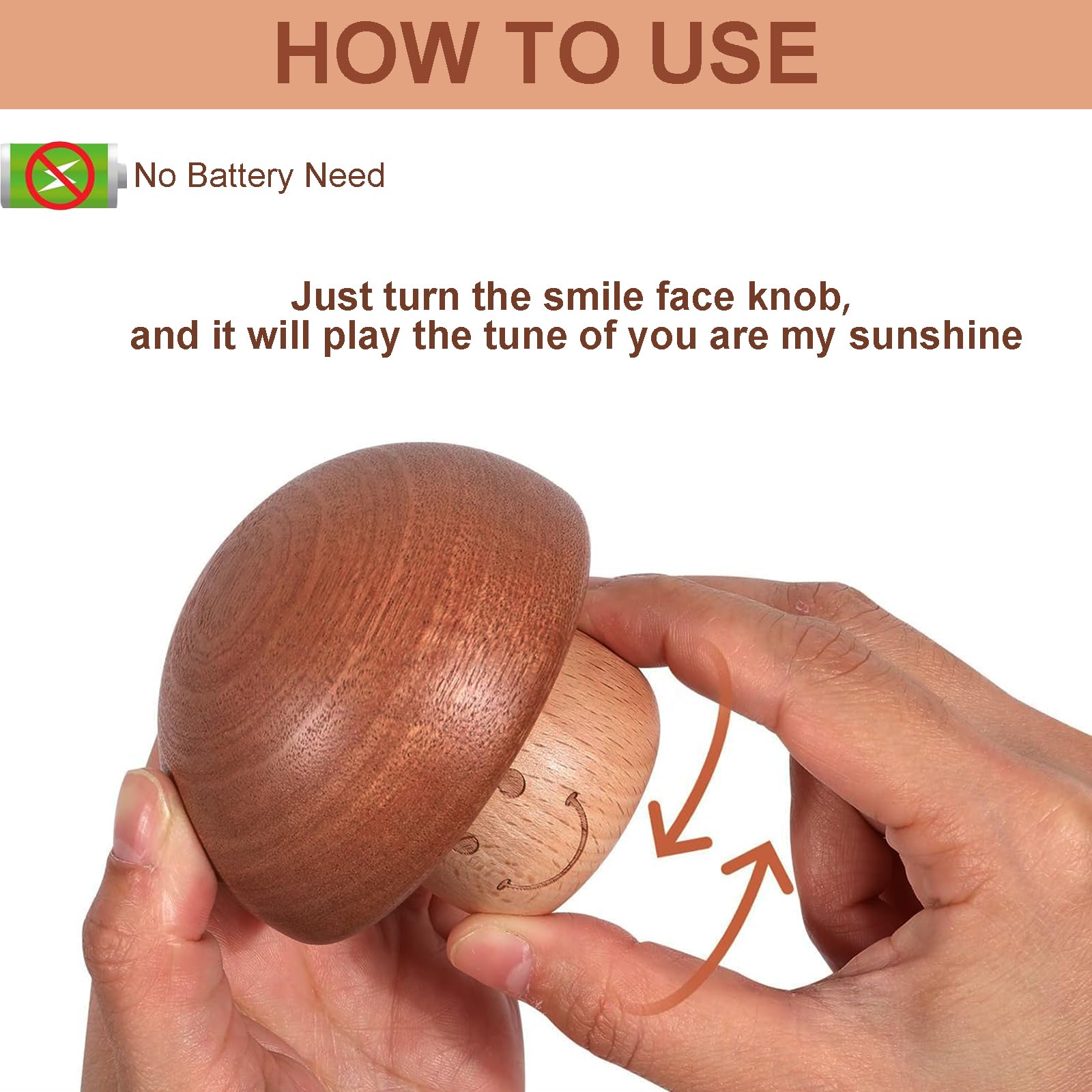 Castle in The Sky Wooden Music Box, Wind up Smiley Mushroom Decor, Mechanism Vintage Engraved Musical Box, Gift for Anniversary, Birthday, Christmas, Thanksgiving