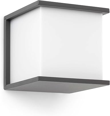 Acquista lampada da parete all'aperto cubico ip44 grigio scuro