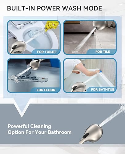 Miniatura 2 de JDO Cabezal de ducha con mano, cabezal de ducha de mano de alta presión, 9 ajustes, juego de cabezal de ducha desmontable con manguera de acero