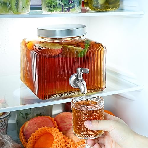 Miniatura 6 de Dispensadores de bebidas de 1 galón para fiestas, refrigerador dispensador de bebidas con grifo de acero inoxidable a prueba de fugas, ideal para