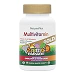 Natures Plus Animal Parade Source of Life Gold Children\'s Chewable Multivitamin - Assorted Cherry, Orange & Grape Flavors - 60 Chewable Tablets - Vegetarian, Gluten-Free - 30 Servings