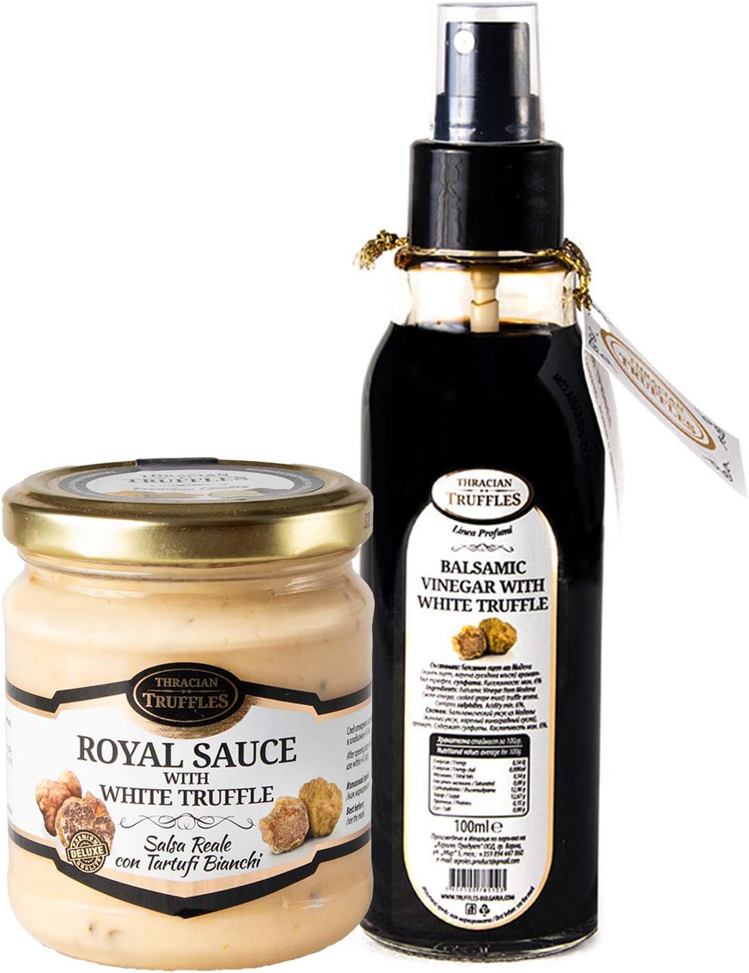 Balsamic Vinegar with White Truffle Tuber Magnatum Pico Spray 100ml, Ideal for Salads and 👑 Royal 👑 Luxury Gourmet Food Sauce Pasta with Cream and Cheese, Tuber borchii and Tuber magnatum 180g