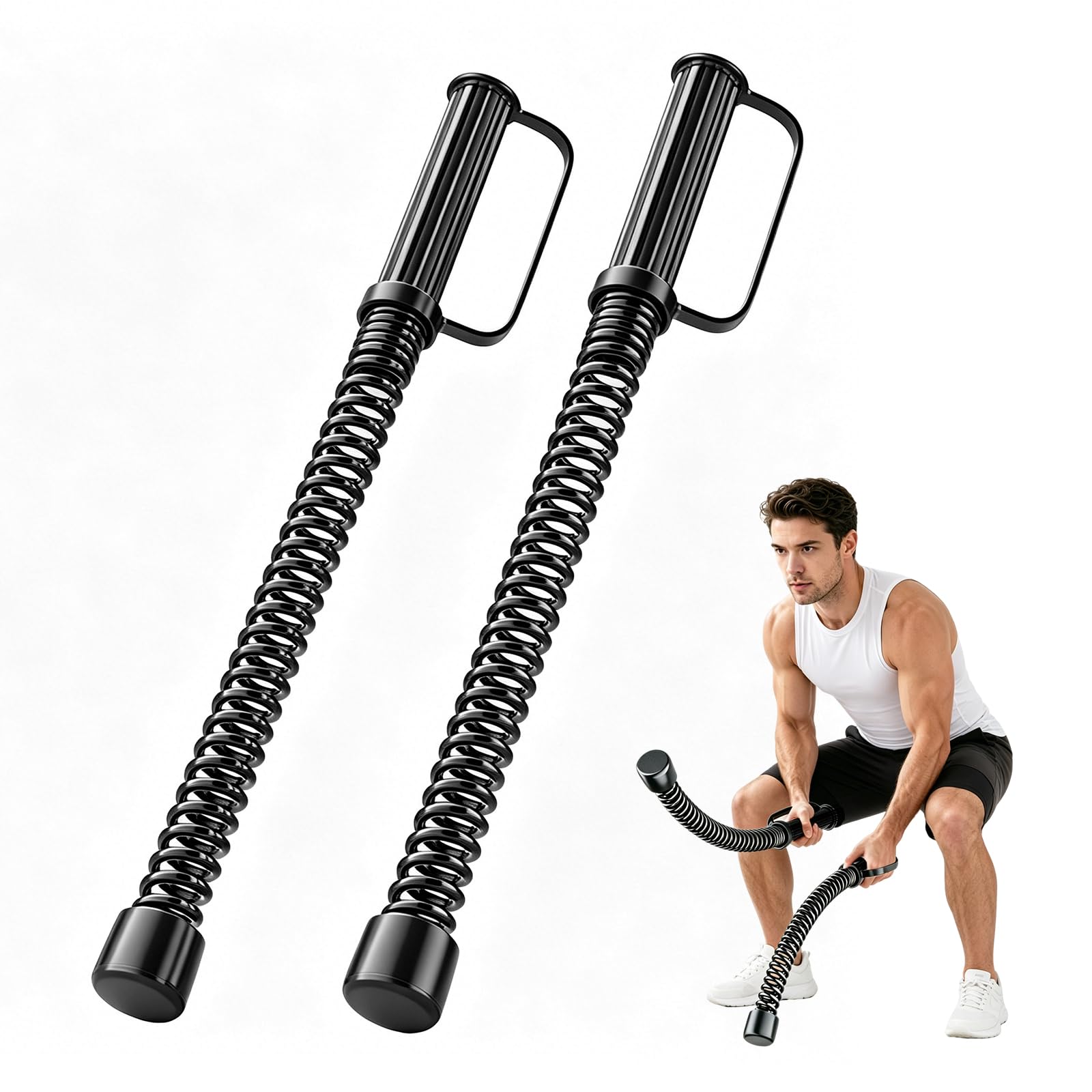 Cordes de combat lestées sans corde noir style 1 pour fitness à la maison