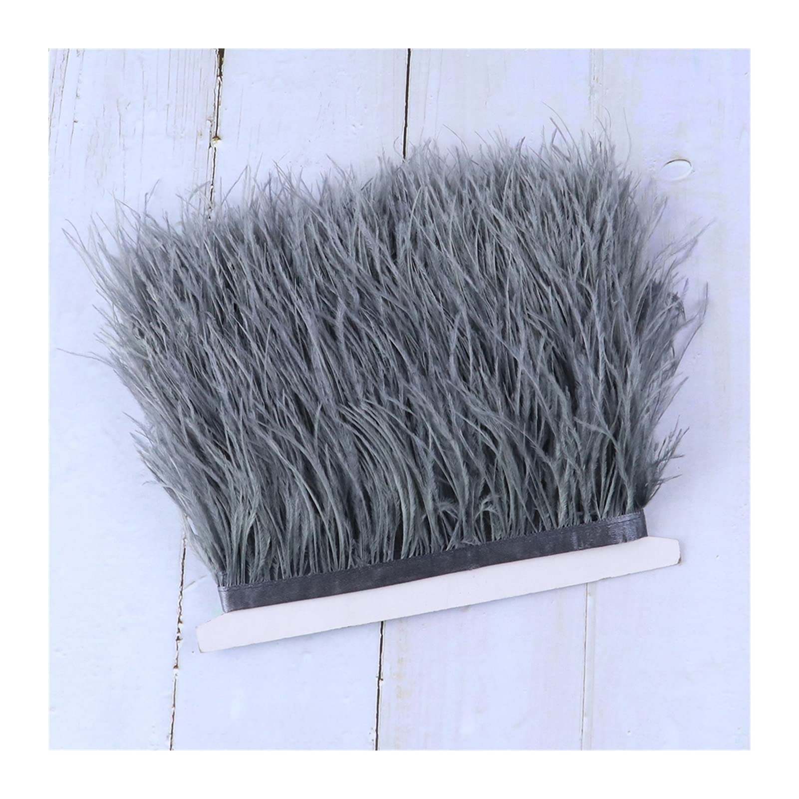 Ruban en plumes d'autruche gris foncé 10m pour couture et robe