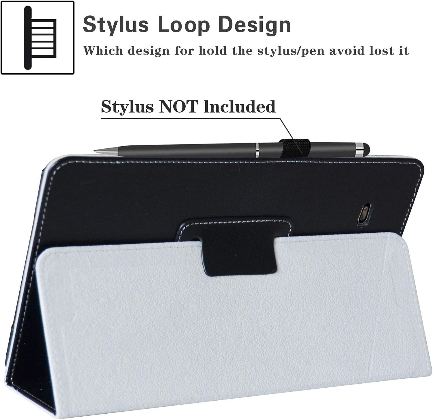 Galaxy Tab E 9.6 Case,Mama Mouth PU Leather Folio 2-Folding Stand Cover with Stylus Holder for Samsung Galaxy Tab E 9.6 / E Nook 9.6 Inch T560 T561 T567 Verizon 4G LTE,Black image 3