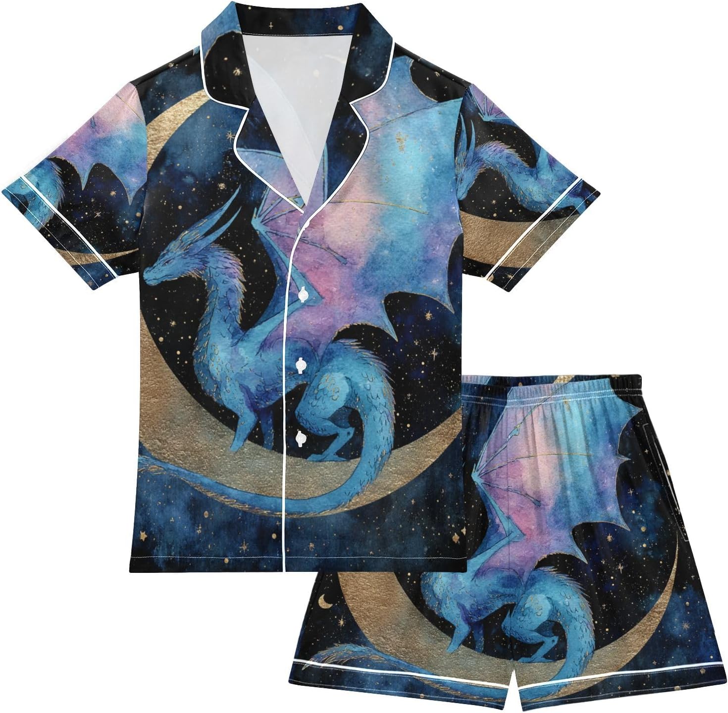 Silk Pajamas Sets Soft Satin 2 Piece Pjs Set Short Sleeve Sleepwear Nightwear
