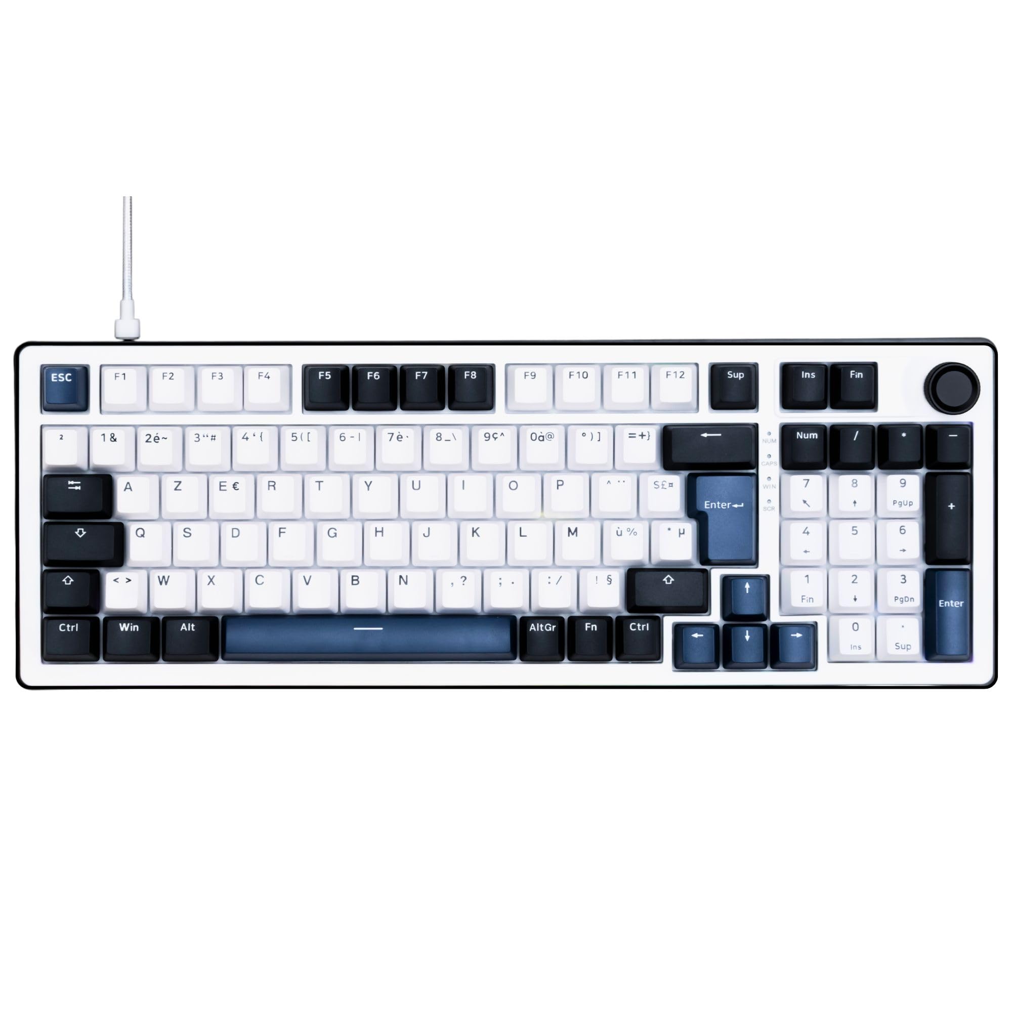 The G-Lab - KEYZ Elite 400 HE BW - Magnetyczna Klawiatura Gamingowa Hall Effect 96% AZERTY FR, Przewodowa USB, 8000 Hz Rapid Trigger, Regulowana Aktywacja 0,01 mm, PBT Hot-Swap, RGB i Makra - Win/Mac