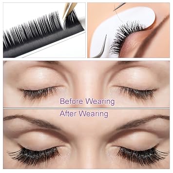 Eyelash Extensions Individual Lashes 0.07 C Curl Classic Volume Lash Extensions Supplies 14mm Length Single Eyelashes Extensions Premium Single Silk Eyelash(14mm, 0.07 C Curl)