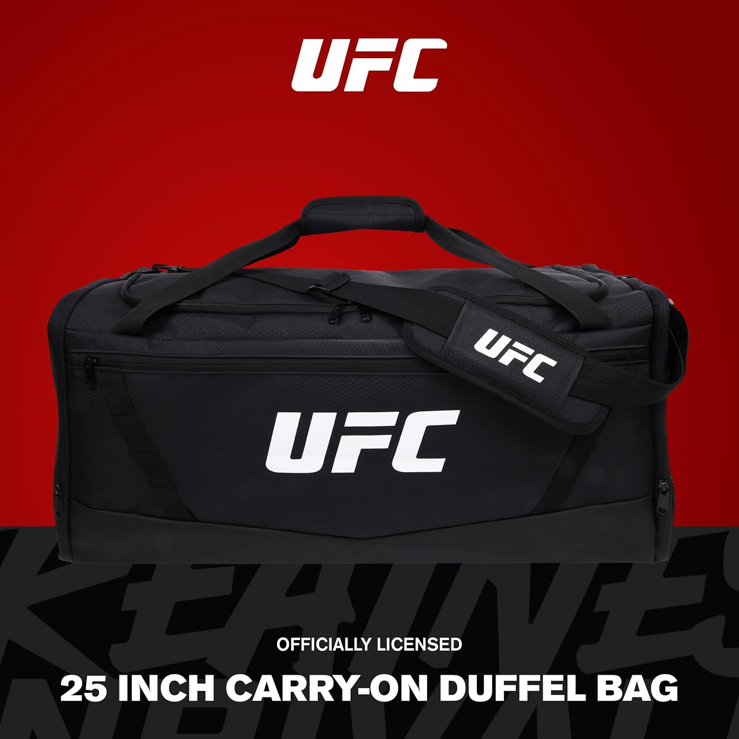 UFC Gym Bag, 25 Inch Extra Large Travel Duffel Bag for Men and Women, Shoe Compartment, MMA Workout Equipment and Sports Accessories, Black - Image 2