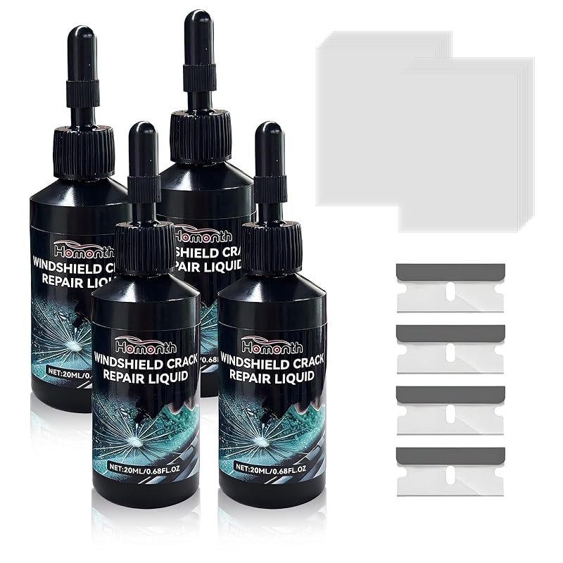 Kit de Reparo de Trincas em Para-brisa ZNDAW com Resina UV, Lâmina e Películas de Cura, 4 peças