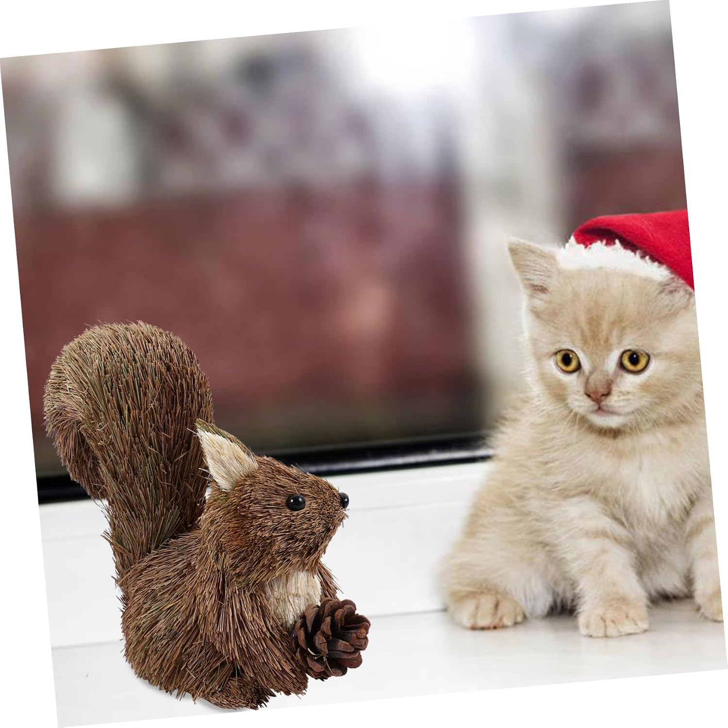 Artibetter Christmas Squirrel Figurine Christmas Squirrel Decoration Ation Ornament Straw