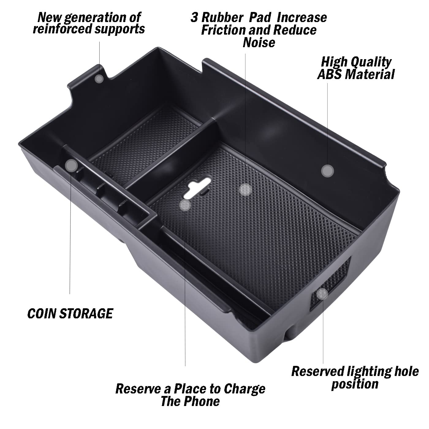 TACORBO Center Console Organizer Tray Compatible with Chevy Equinox 2018 2019 2020 2021 2022 2023 2024 Accessories, Armrest Insert Tray Secondary Storage Box, Black Trim