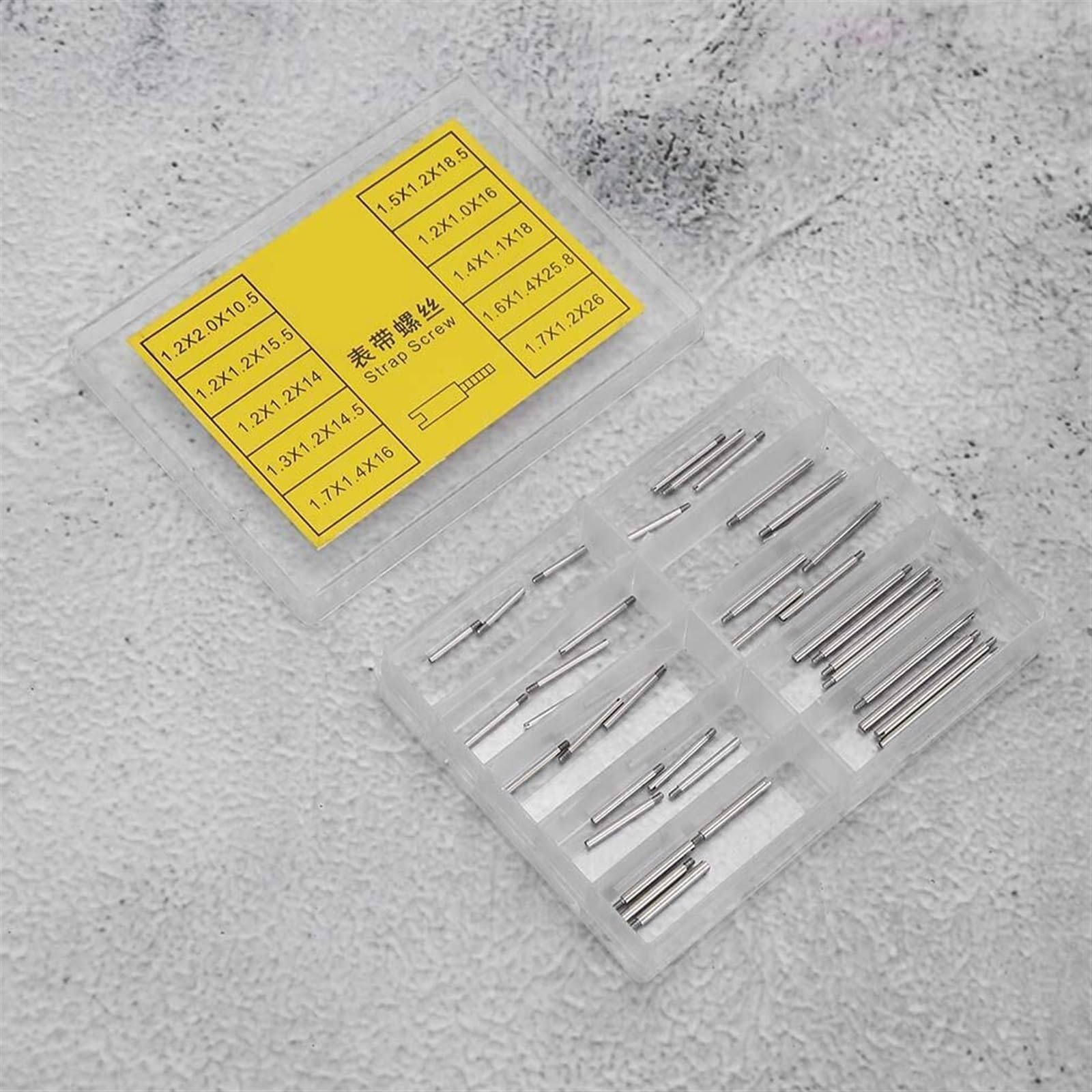 Kit de vis et goupilles pour Bracelets de Montre, 2 boîtes de Tailles variées avec boîte de Rangement, Accessoires pour Outils de réparation