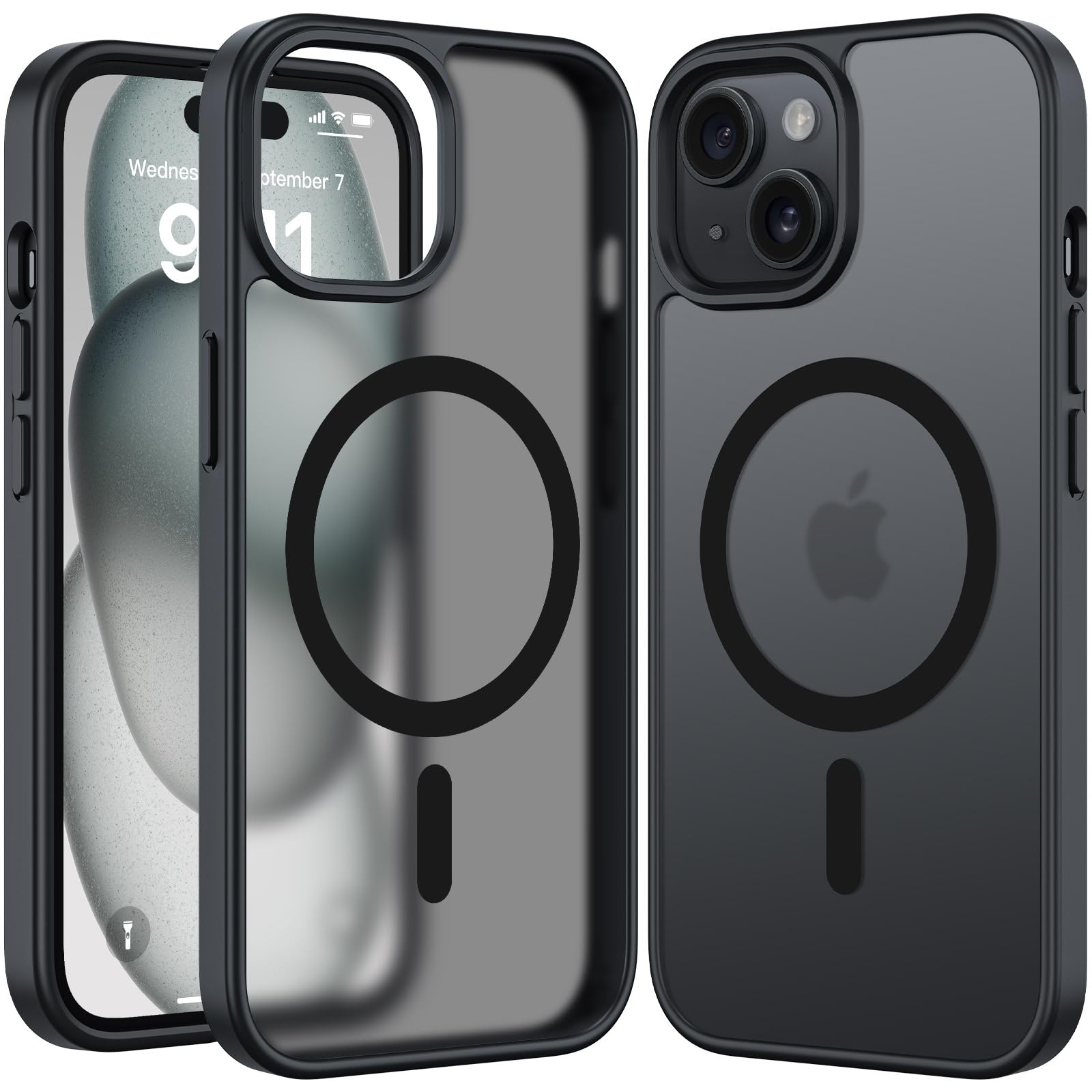 RIERBUBU Design for iPhone 15 Magnetic Case Compatible with MagSafe, Translucent Matte Slim Hard Protective Cover Anti-Scratch Shockproof