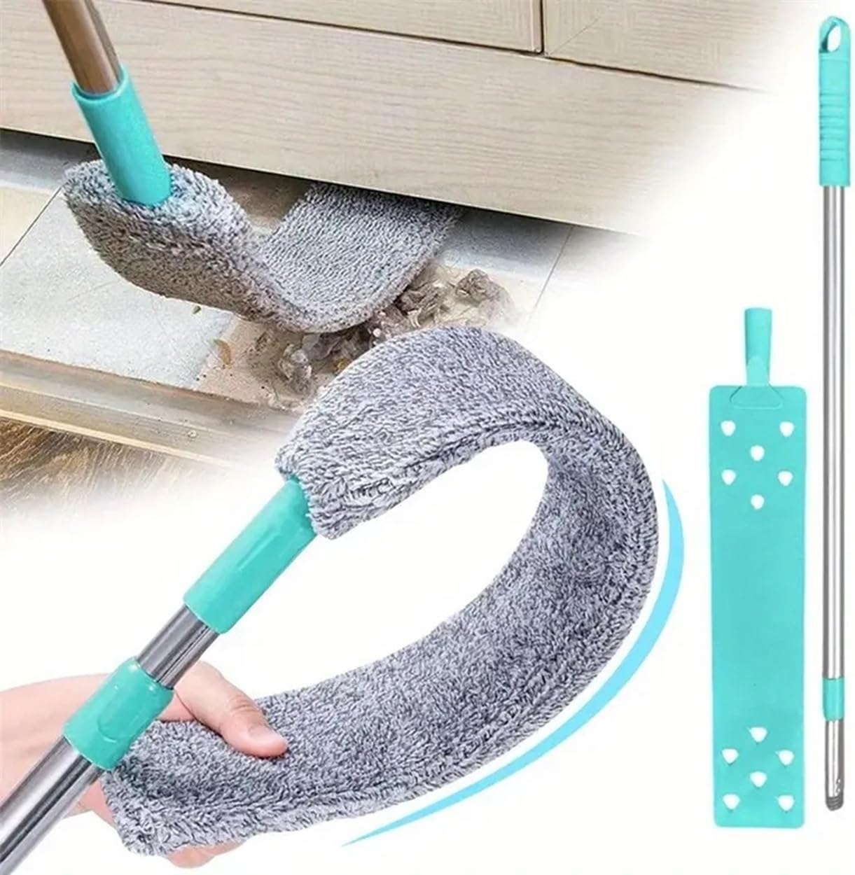 Gap Dust Cleaner Under Appliance Microfiber Duster Dust Brush with Extension Pole (36 to 55 Inches) for Bed High Ceilings Furniture Bottom Household Gap Duster, Multi-coloured