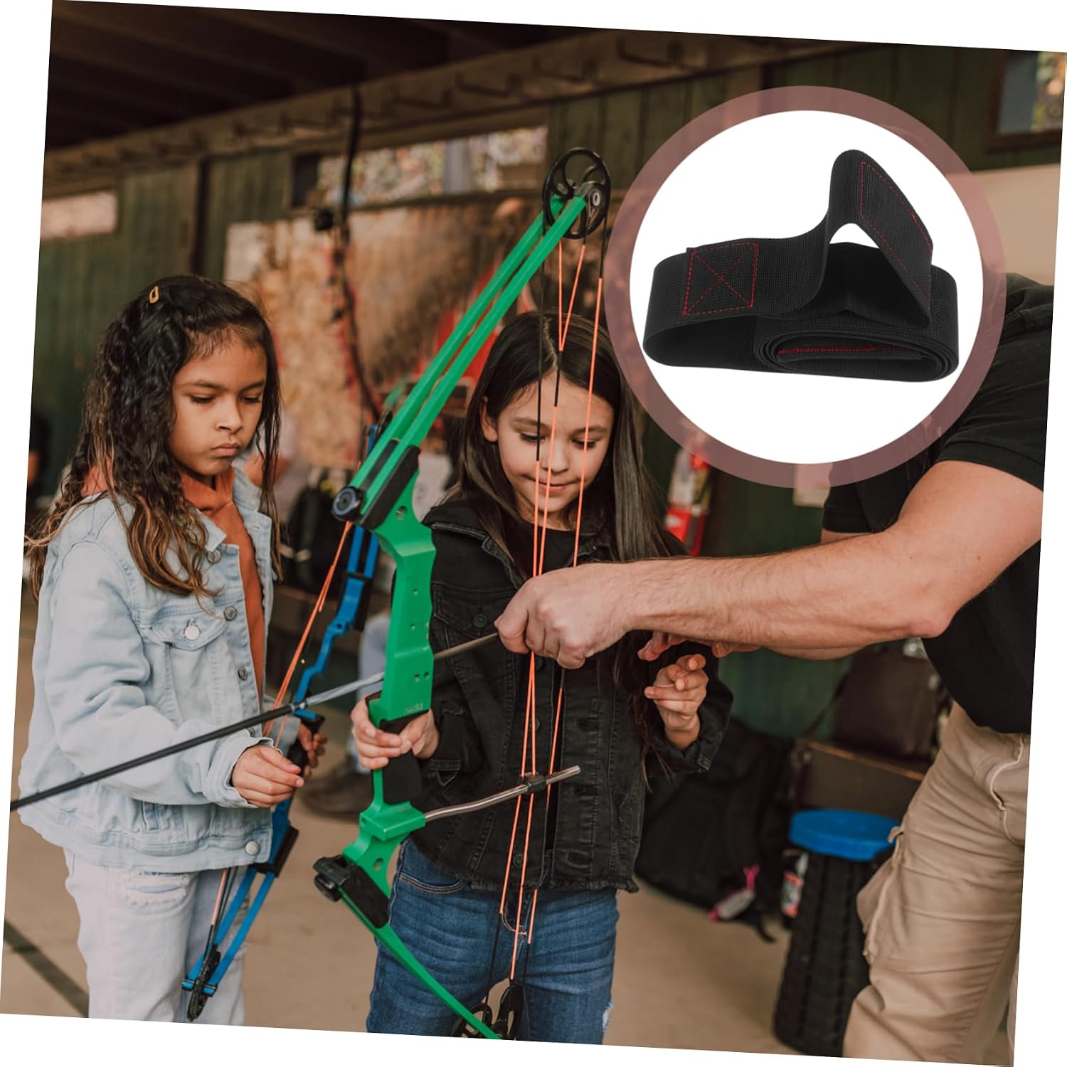 Totority Outdoor Adjustable Black Polyester Bowstring Durable String for Recurve Archery for Hunting and Outdoor Sports Tension Feature Versatile Stringing Tool