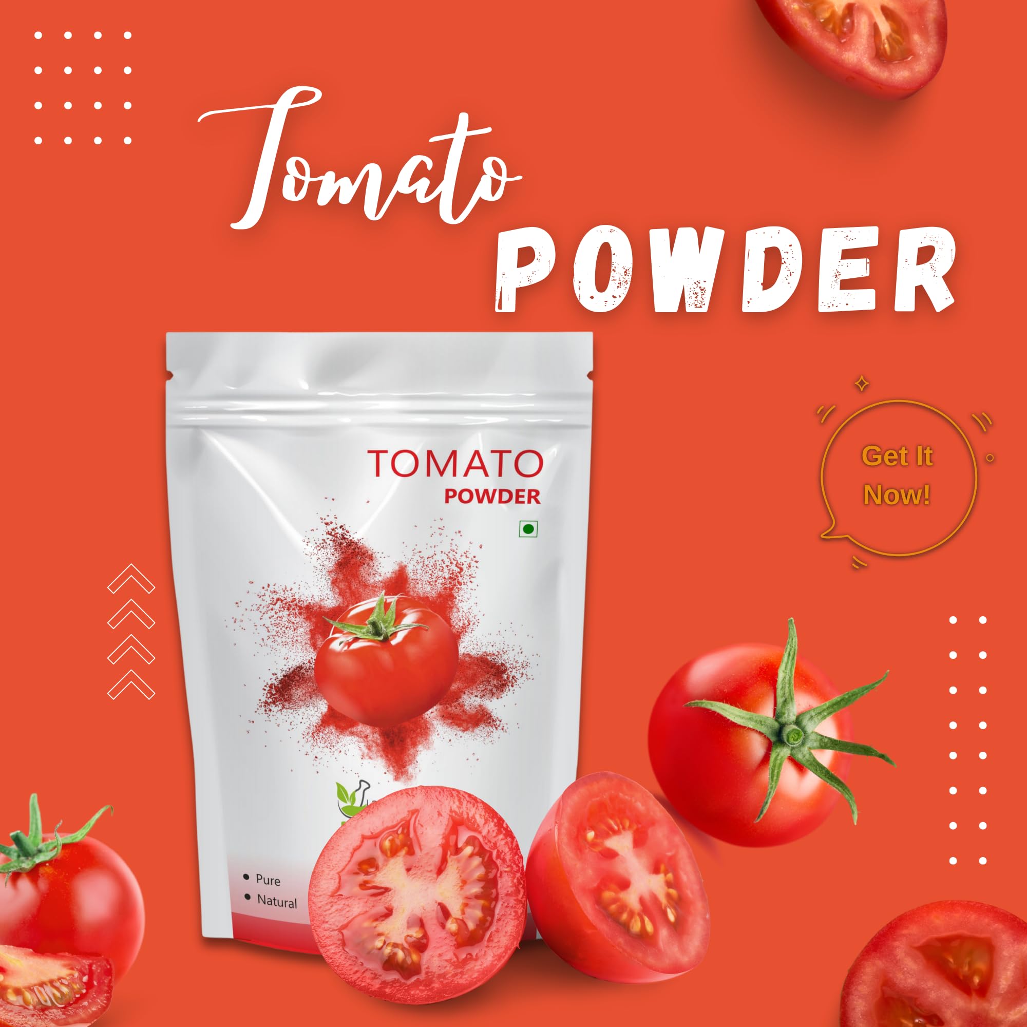 Holy Natural Tomato Powder (100 gm), Rich in Source of Vitamin A and C, Spray Dried & Delicious, Great for Tomato Soup, Juice, Ketchup & Seasoning, Tasty to Your Dishes. 4