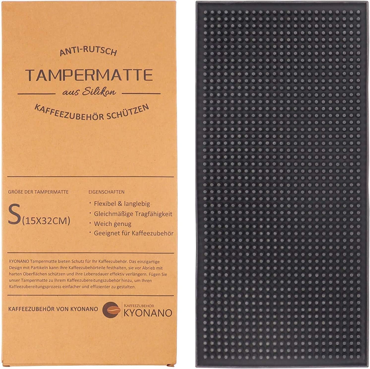 KYONANO Espresso Accessories – Tamper Mat, Espresso Tamping Mat, Heavy-Duty Luxury High-Grip and Food-Safe Black Silicone Coffee Tamp Mat, Espresso Tamping Mat, Barista Accessories, Bar Worktop Tool