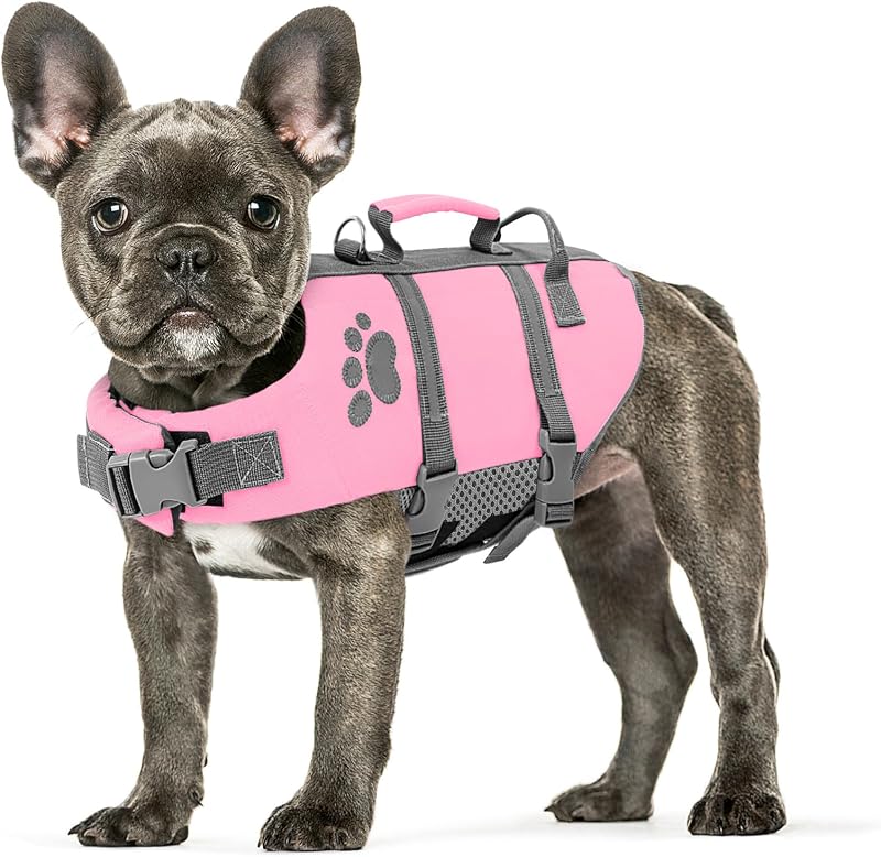 Colete Salva-Vidas para Cães Queenmore com Flutuação EPE e Faixas Refletivas Rosa Tamanho S
