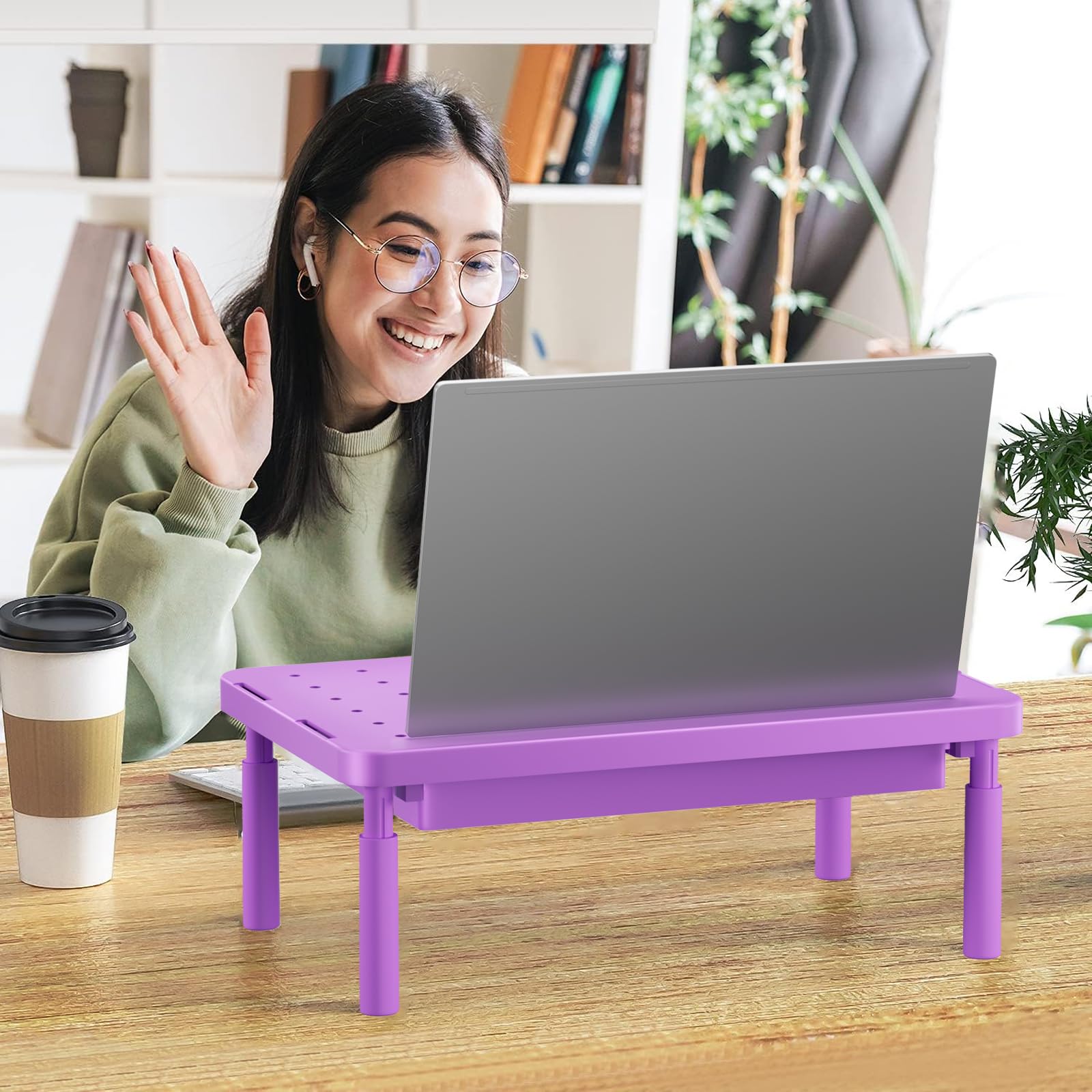 WALI Computer Monitor Stand with Storage, Monitor Riser 3 Height Adjustable view 8