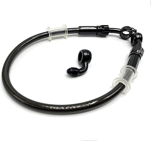 Miniatura 3 de AN3 28 90 Grados M10 Manguera de Freno de Motocicleta Trenzada de Acero Inoxidable con Banjo Giratoria de 360 Grados Compatible con ATV Motocross