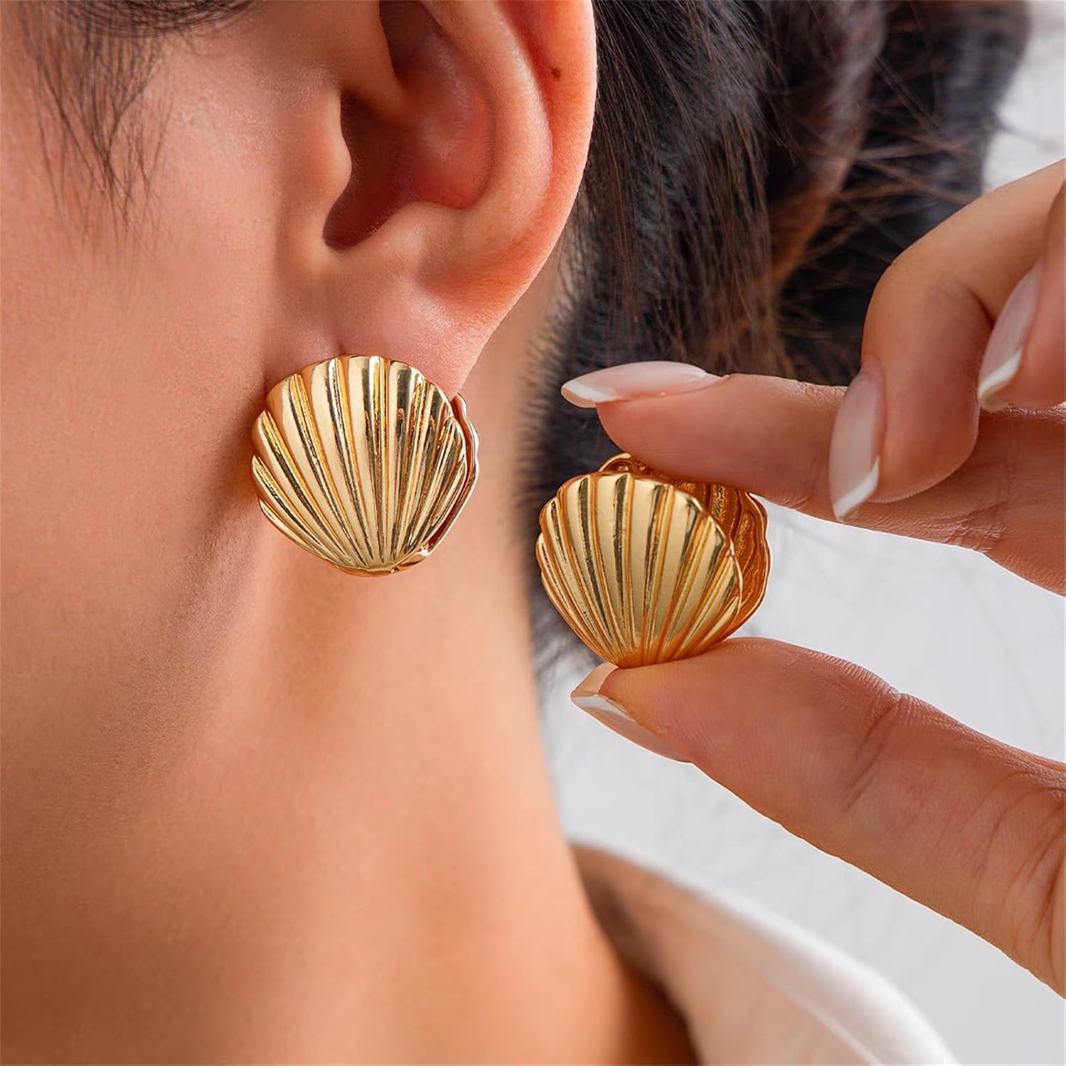 Boho Ocean Stud Earrings for Women,Starfish Shell Conch Earrings Trendy Sea Snail Stud Earrings Statement Beach - Image 2