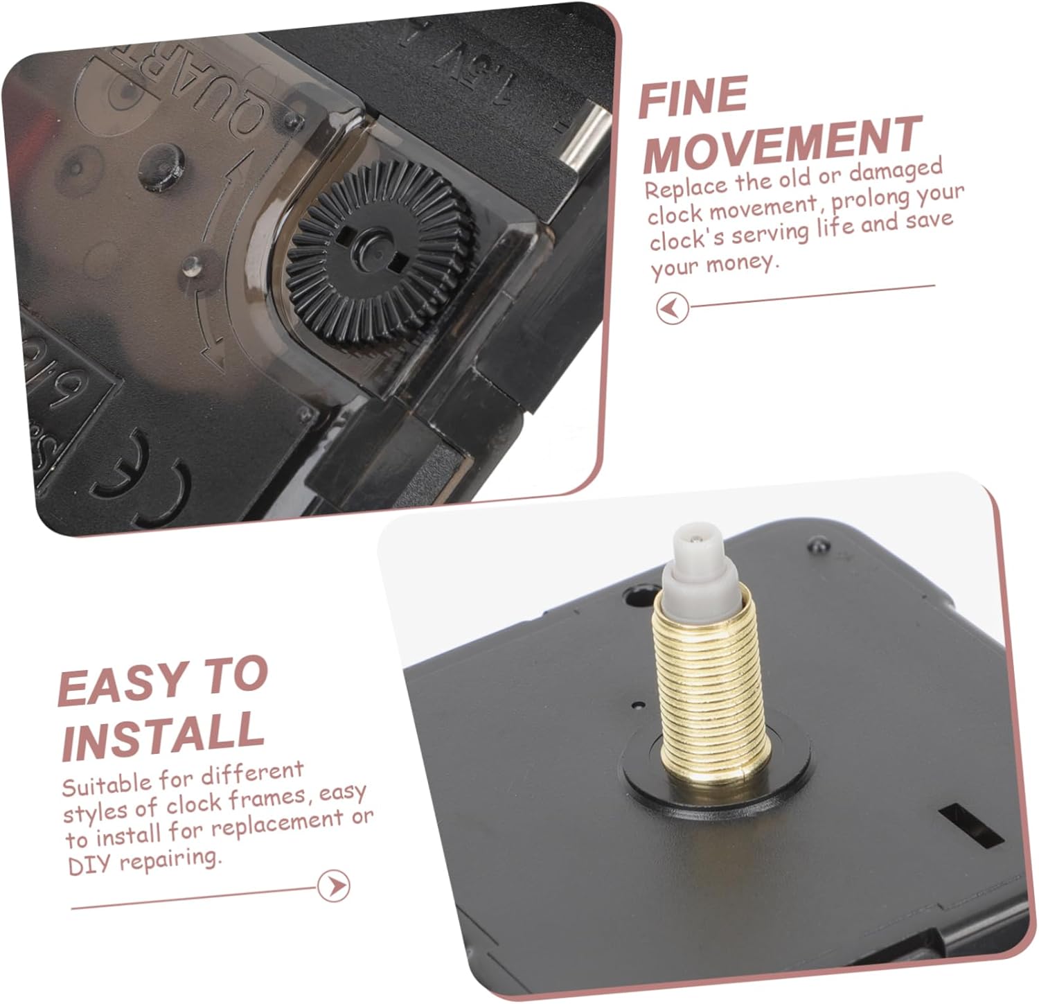 2sets High Torque Quartz Clock Movement Mechanism Clock Hands for Repair Silent Material Easy Installation
