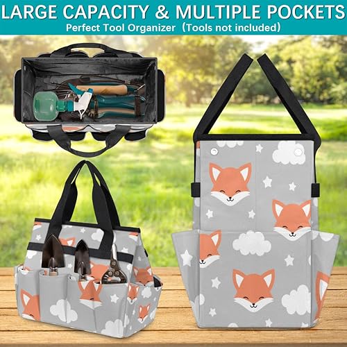 Miniatura 4 de Cartoon Animal Fox Garden Tool Tote Bag for Women Men Gardening Tool Storage Bags with 10 Pockets Standable Garden Home Tool Kits Organizer for