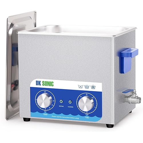 DK SONIC Ultrasonic Cleaner,10L 240W Sonic Cleaner with Heater&Mechanical Timer,Ultrasonic Carburetor Cleaner for Cleaning Gun,Engine,Carburetors,Chains(Include Basket)