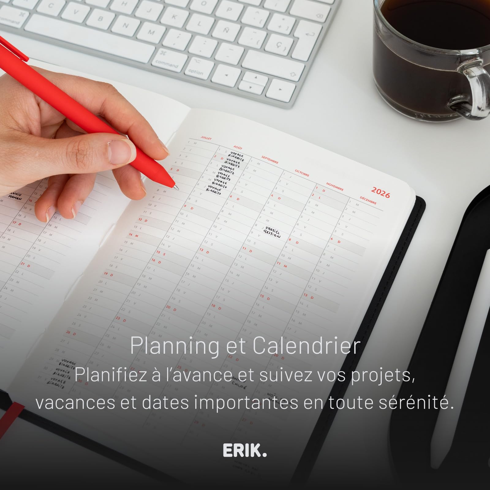 Grupo Erik Agenda Professionnelle 2025 2026 Semainier Français A5 - Juillet 2025 à Août 2026 - Idéal Organisation Quotidienne