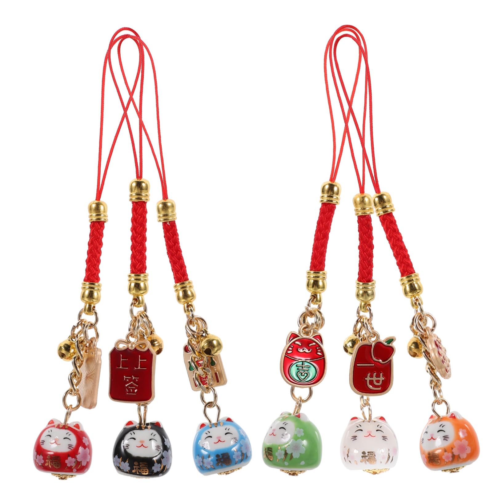 LIFKOME Stk Glückliche Katzenverzierung Schlüsselanhänger glücksbringer deko schlüssel katzen anhänger key chain Hängendes Katzenornament Rucksackanhänger Lanyard- Keramik