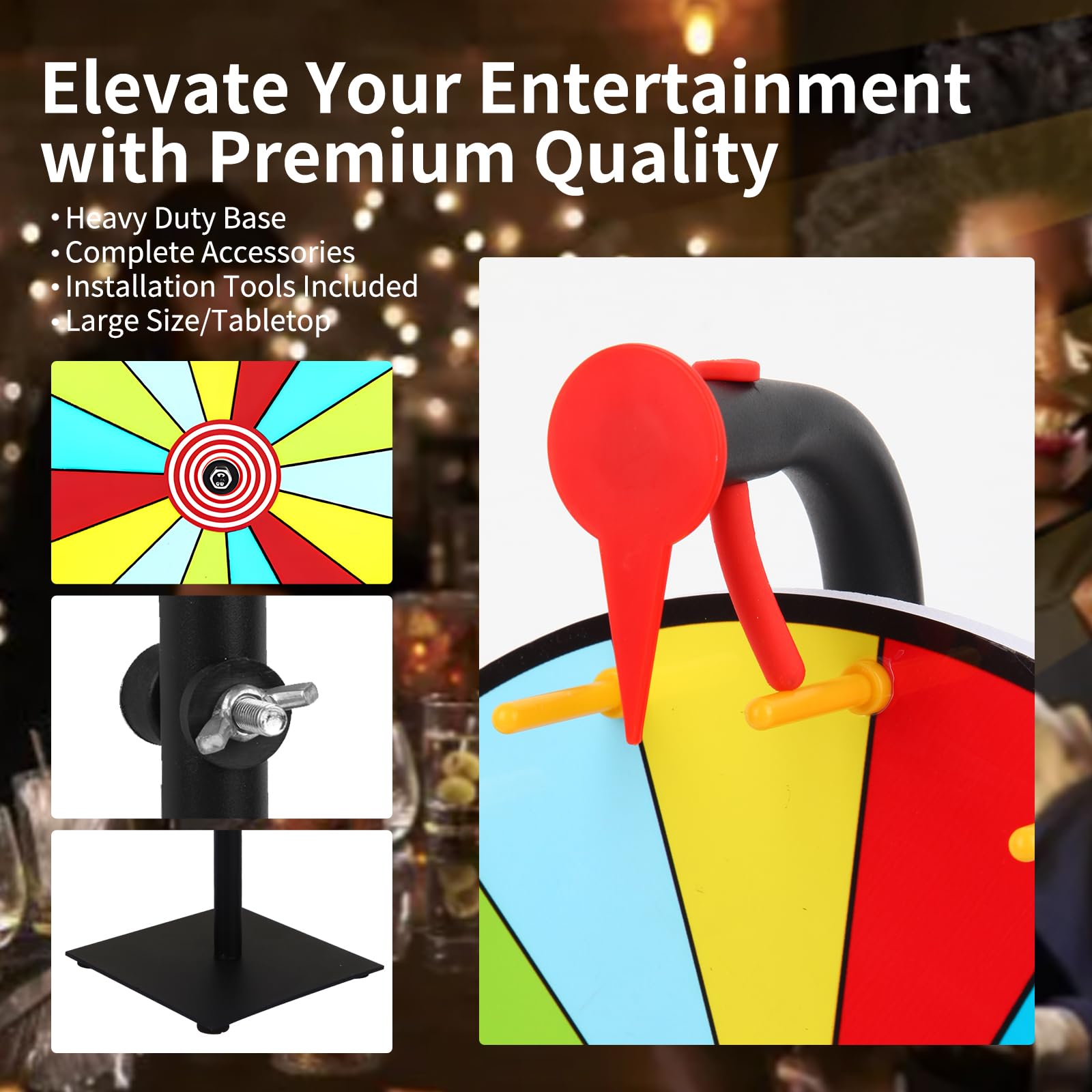 Roue De Prix Rotative 16 Slots En Acrylique 19,8 Cm – Inscriptible Et Effaçable, Décor Noël, Avec Support, Pour Jeux En Famille Ou Magasin