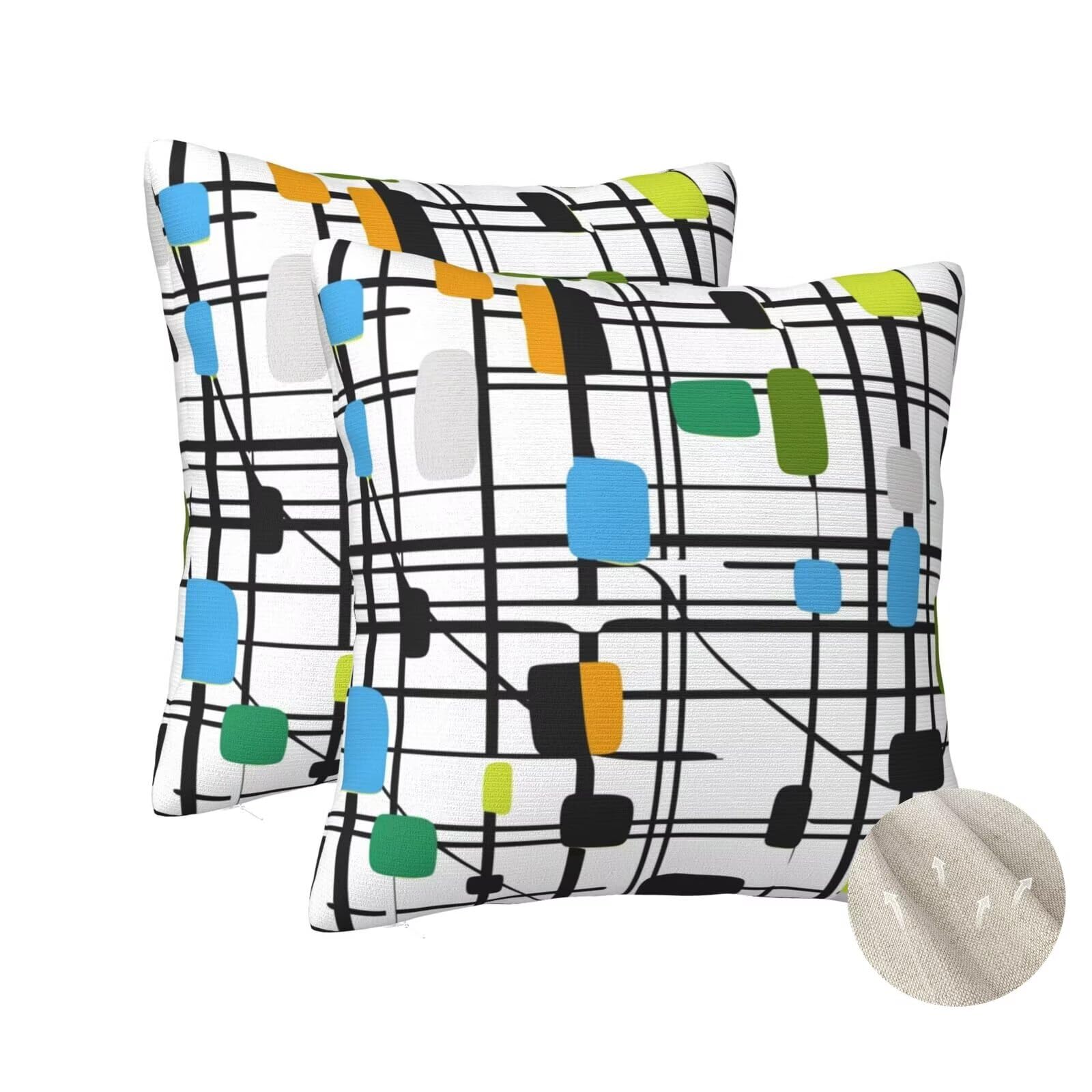 Housse de coussin moderne 50x50 lot de 2 taie oreiller carré et coussin décoratif canapé