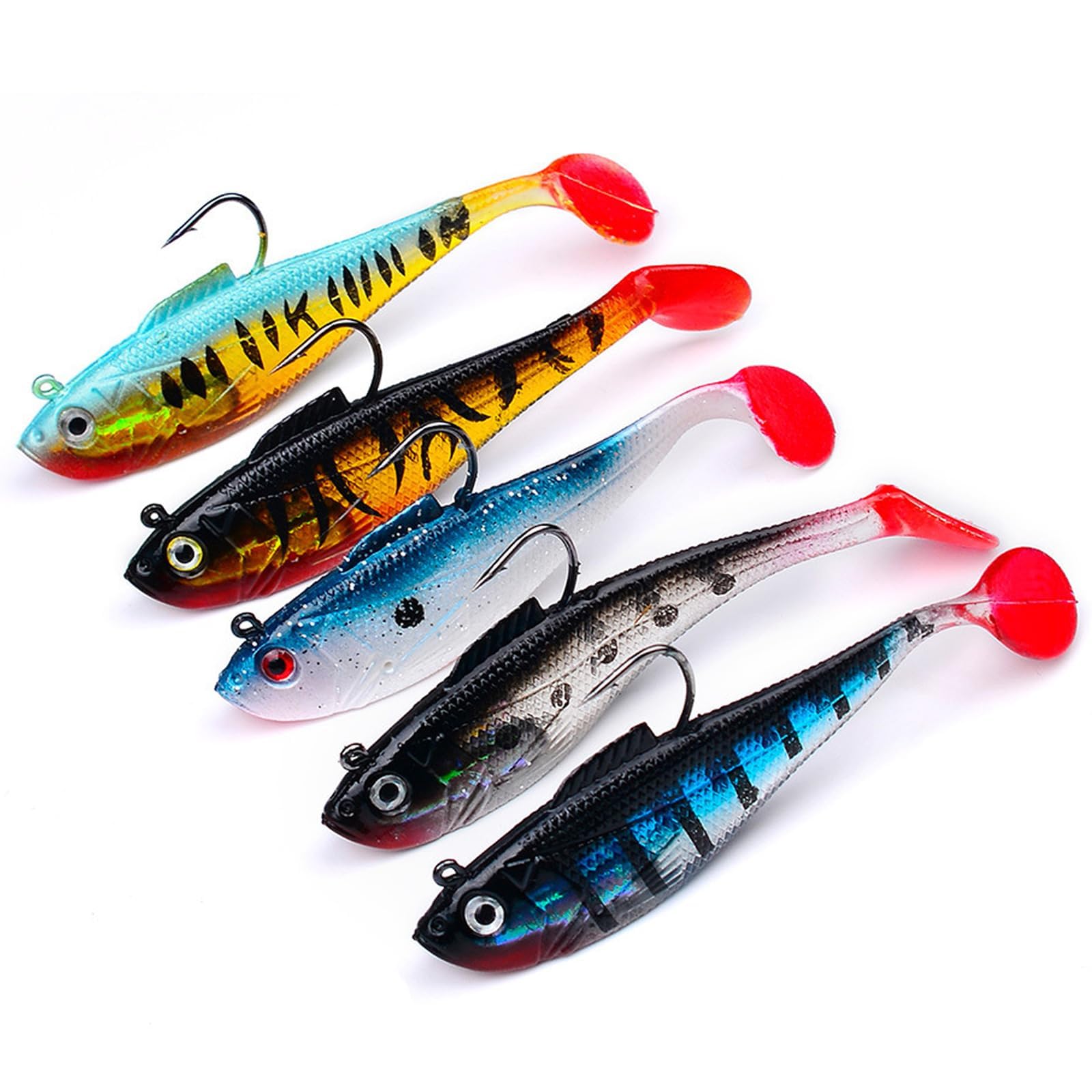 5 sztuk miękkich przynęt, sztucznych spinningów morskich, Minnow Spinning Sea, silikon, łatwy w użyciu, symulowany design, wielokrotnego użytku, nadaje się do wszystkich rodzajów ryb (11 cm)