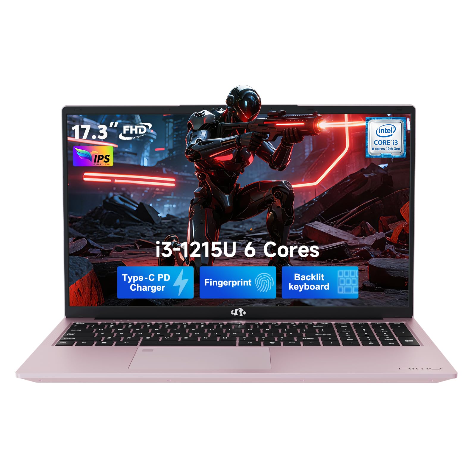 FHD 17 Inch Laptop, 6 Core i3-1215U Processor (Up to 4.4GHz, Beat R5 7520U) 16GB RAM 512GB SSD Student Computer for Business & Study Home with 65W Type-C Backlit KB Fingerprint Wi-Fi 6 HDMI