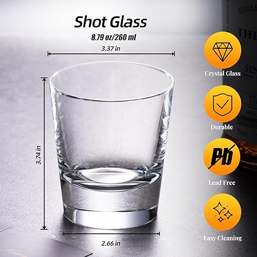 Miniatura 2 de KAMMAK Juego de 2 vasos de whisky de cristal, soplados a mano de 8.79 onzas, sin tallo, vasos de cóctel hechos a mano de lujo, taza escocesa para