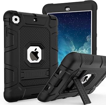 TIMISM iPad mini Case, iPad mini 2 Case, iPad mini 3 Case with Sturdy Kickstand, 3 in 1 Heavy Duty Shockproof Hybrid Three Layer Protective Cover for iPad mini 1st 2nd 3rd Generation, Black