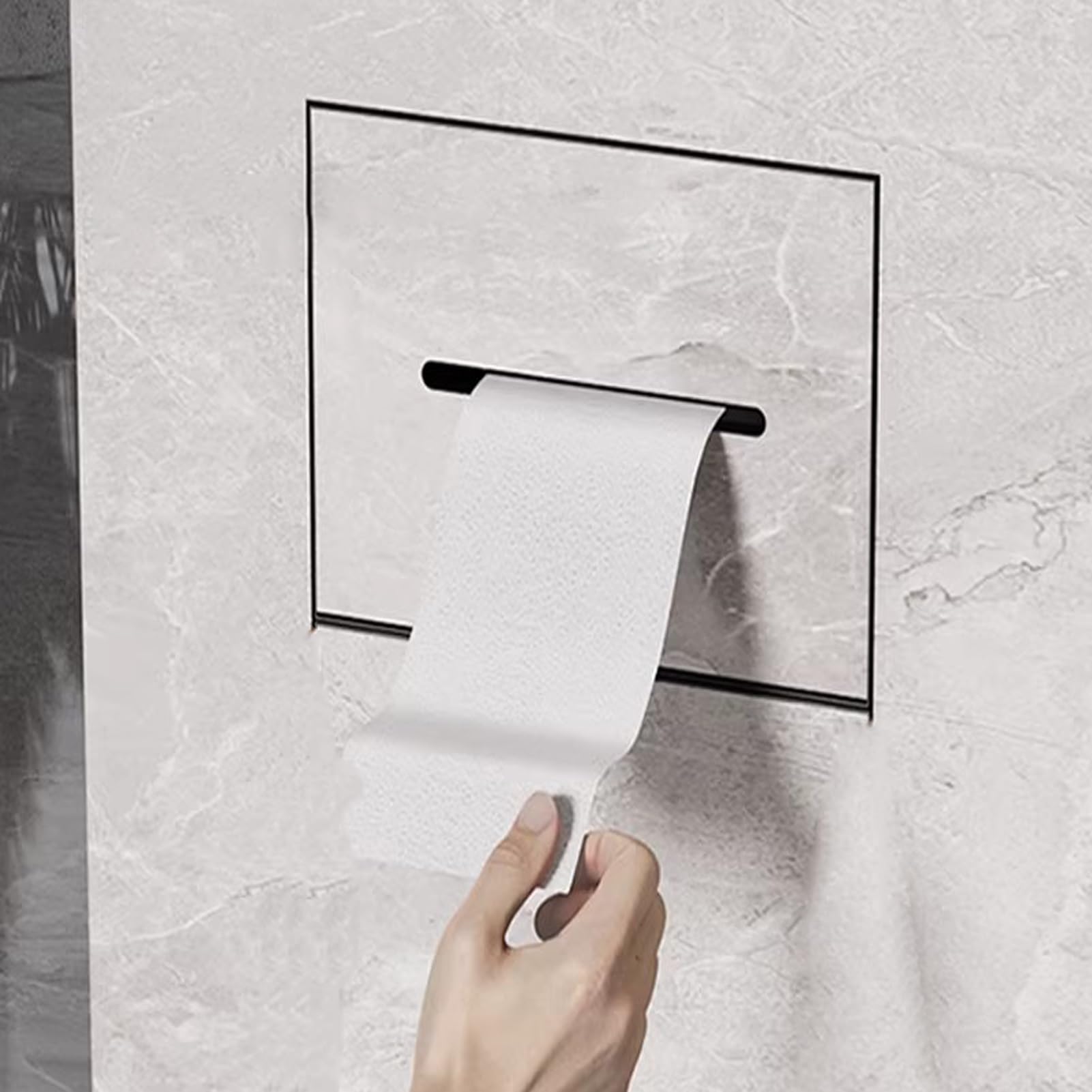Nicchia Doccia Incasso Porta Carta Igienica Piastrellabile da Incasso Piccolo, Mobiletto Nascosto da Incasso a Parete per Bagno/Nicchia, Distributore di Carta Igienica in Acciaio Inox(Greige)