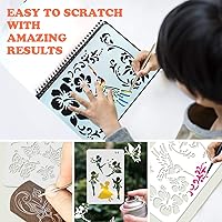 Vista 5 de Mocoosy 3 Pack Rainbow Scratch Art Paper Notebooks, Spiral Bound Magic Scratch Pads for Kids Arts Crafts Supplies, Black Sketch Note Coloring