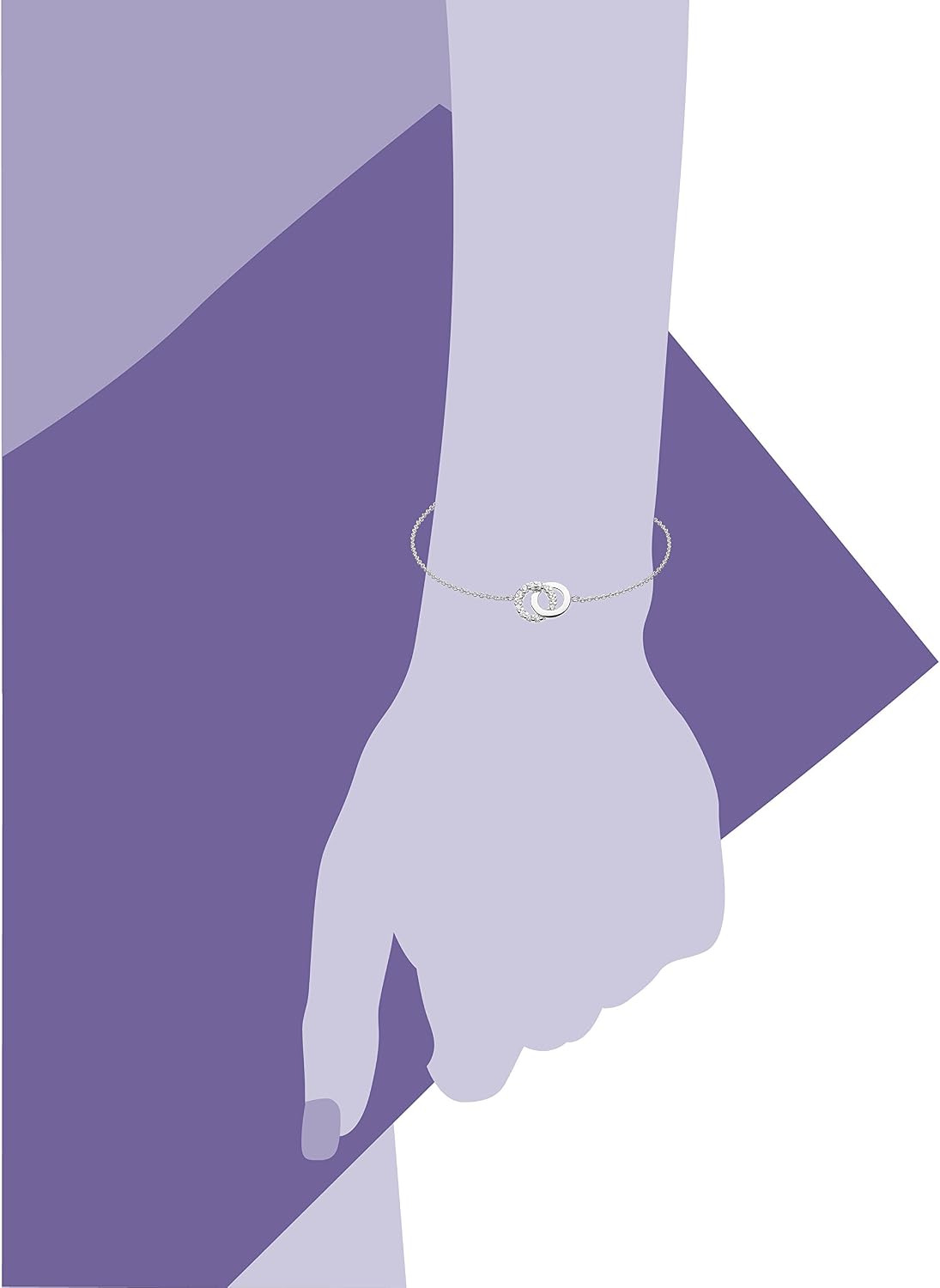 Dew Sterling Silver and Cubic Zirconia Double Circle Bracelet of Length 16.5-19.1cm 7819CZ, 6.5 inches - Image 3