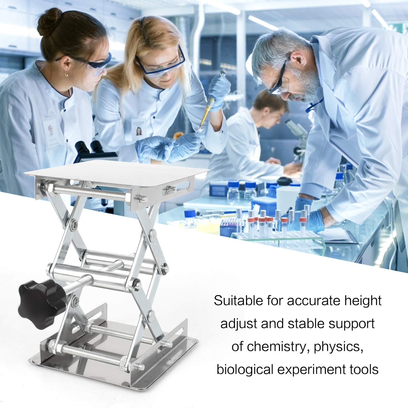 Lab Jack Stand 100x100 Mm Stainless Steel Scissor Lift Table Laboratory