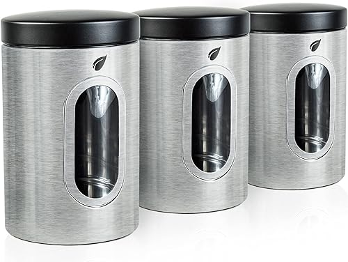 Miniatura 9 de Juego de recipientes de cocina de acero inoxidable para decoración moderna de cocina con múltiples fines de conservación por tapas herméticas