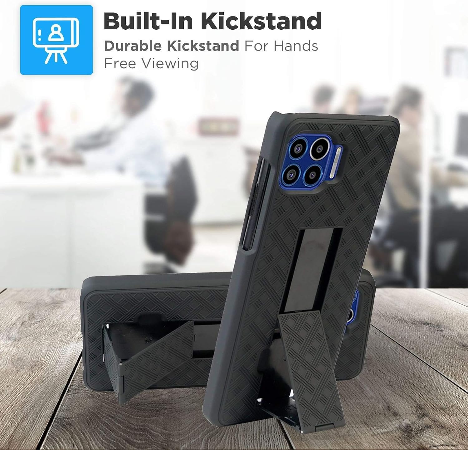 Designed for Motorola One 5G (2020) Case with Belt Clip Holster NOT for Moto One 5G Ace, 5G UW, Fusion, Hyper - Kickstand Cover Phone Case - Black