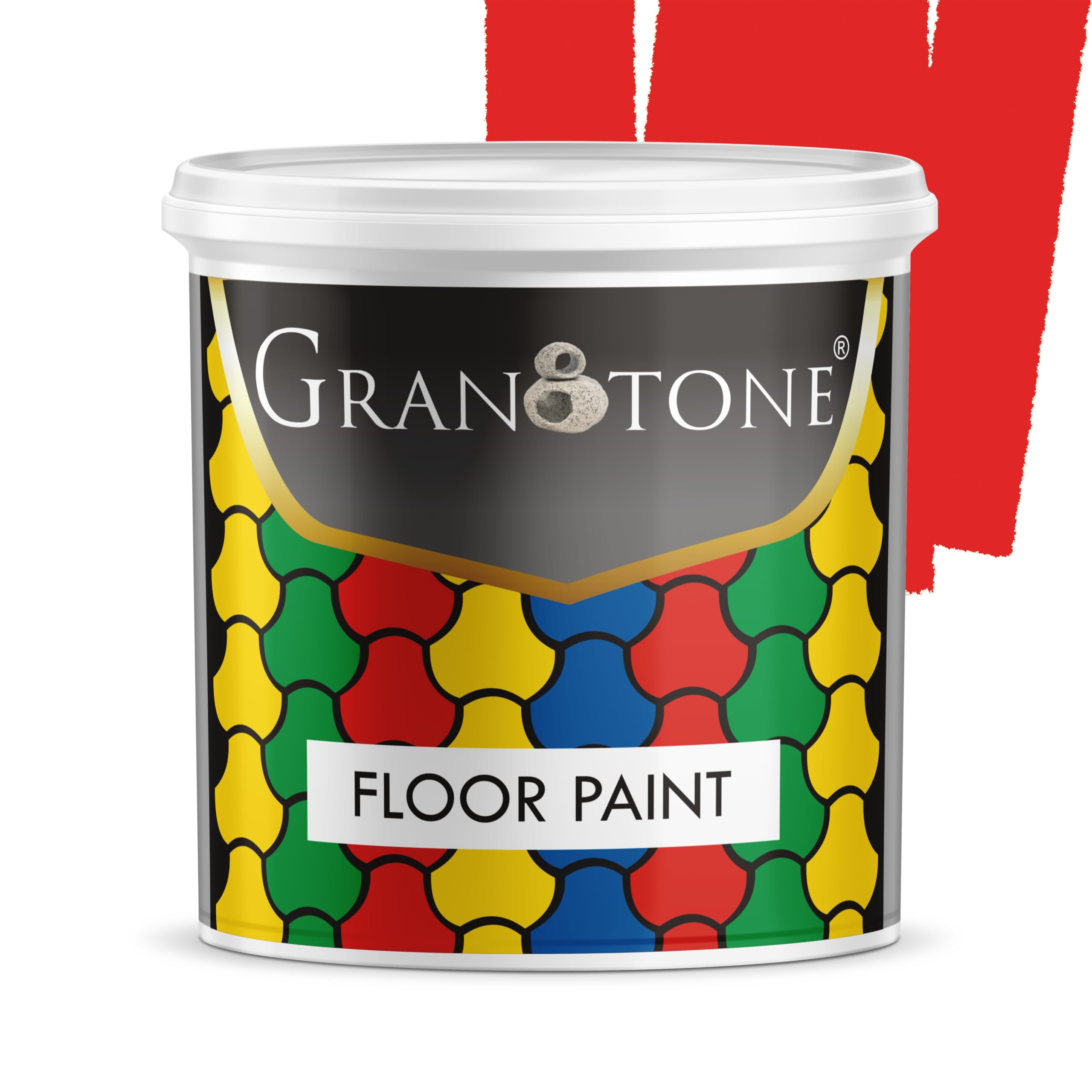 GRANOTONE Floor paint for cement floor and tiles, Polyurethane and Acrylic Polymer Based Concrete Sealer, Anti-Slip, Thick & Durable tile paint 1 L,SIGNAL RED