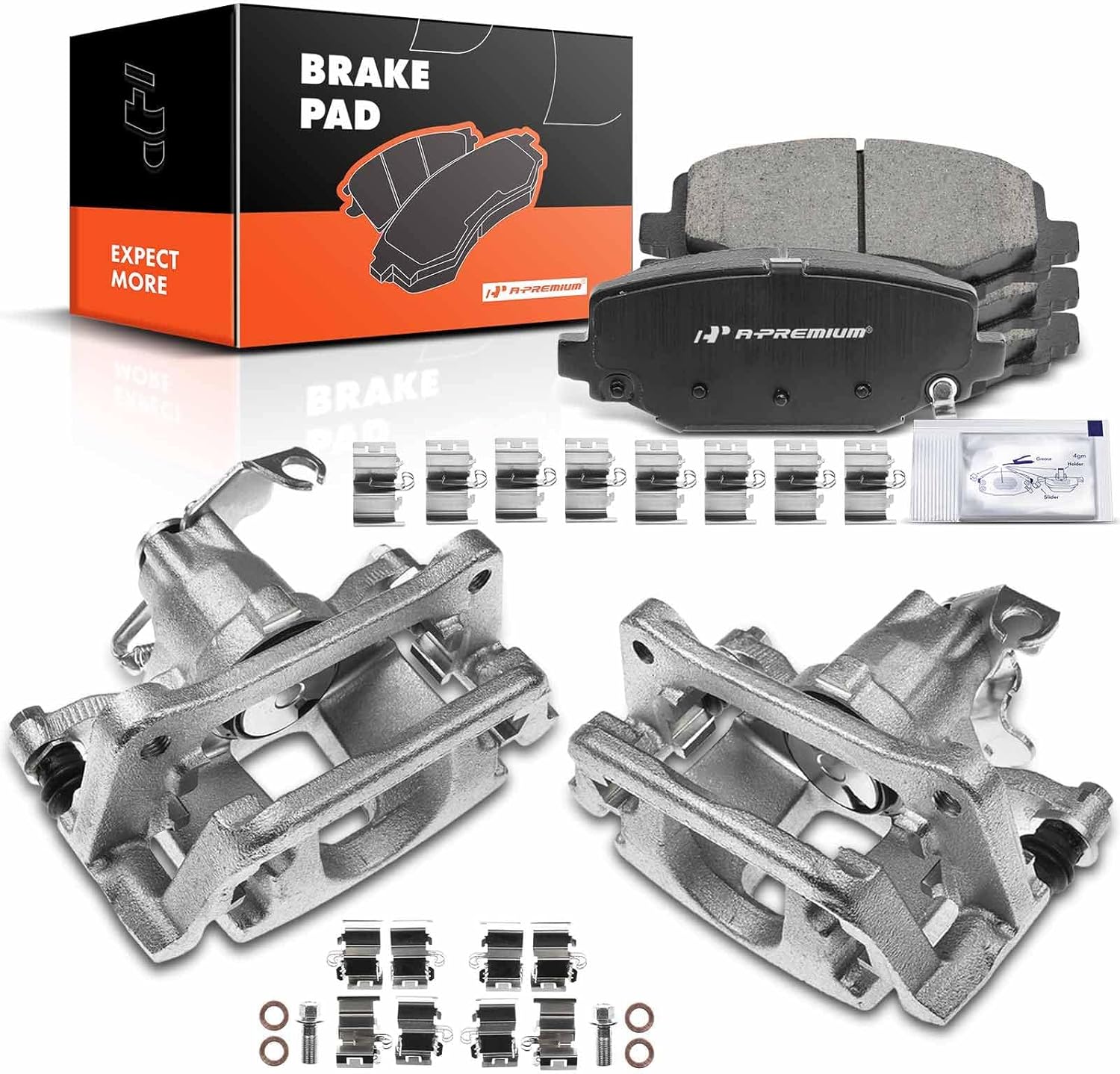 A-Premium Rear Disc Brake Calipers with Ceramic Pads Compatible with Dodge Grand Caravan 2012-2017 Chrysler Town & Country 2012-2016 Volkswagen Routan 2013-2014 Ram C/V 2013-2015 6-PC Set