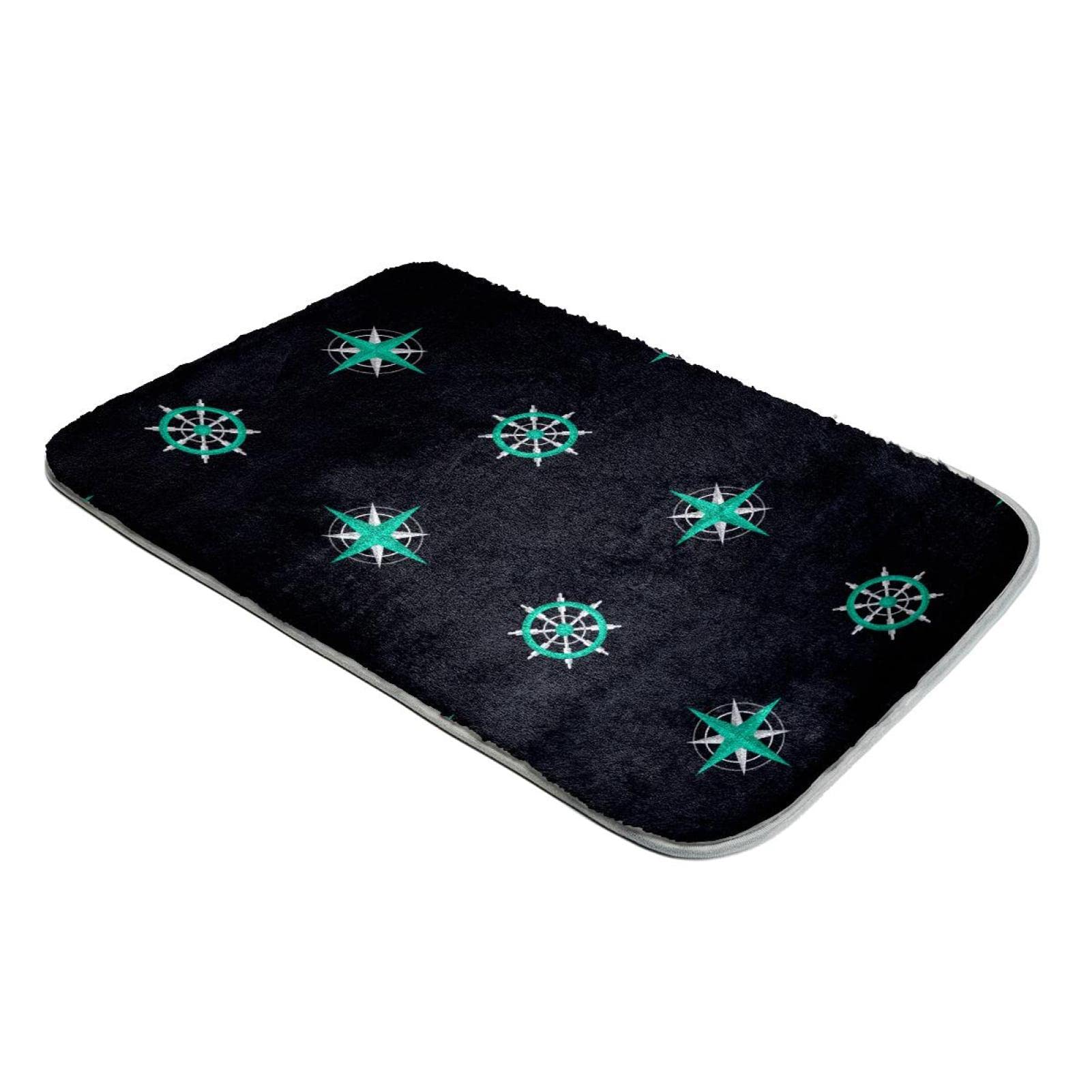 Tapis à poils longs boussole marine fausse fourrure anti-glisse et sol froid