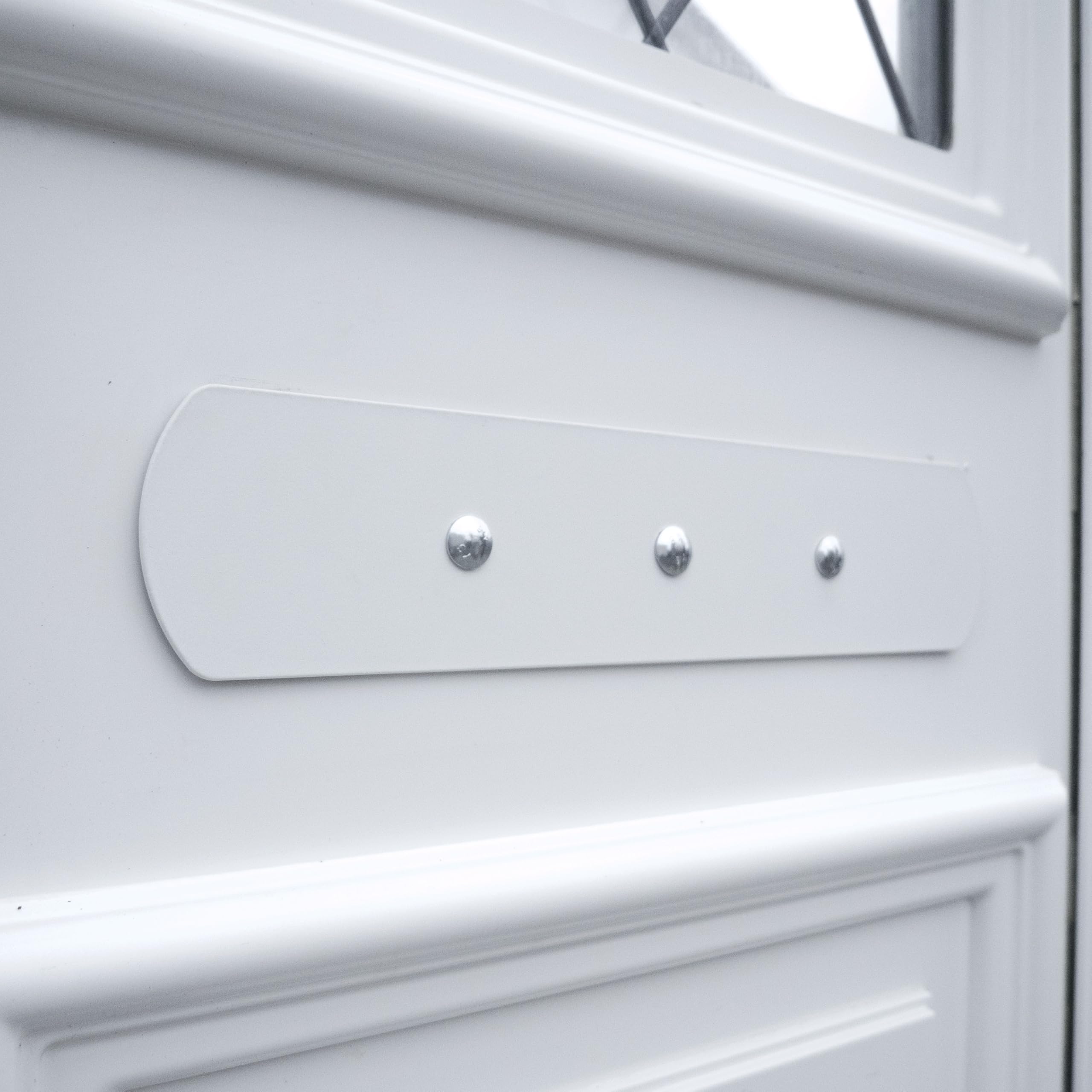 Letterbox Guard – Anti Arson & Unwanted Mail Blocker – Fire-Resistant Foam Gasket – Powder Coated Steel – Disables Letterbox – Secure M8 Coach Bolts - White
