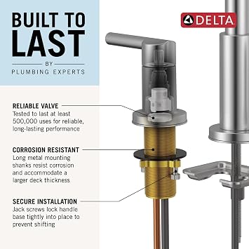Delta Musluk Arvo Pull-Down Yaygın Banyo Bataryası, Mat Siyah Yüksek Ark 3 Delikli Püskürtücülü Banyo Lavabo Bataryası, Mat Siyah 35840LF-BLPD